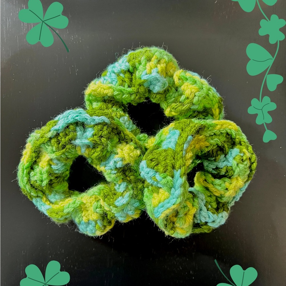 Crochet Scrunchie, Crochet Hair Tie, Green Scrunchie, Green Hair Tie, Handmade